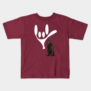 ASL Sign Language Love Chocolate Labrador Retrievers Kids T-Shirt